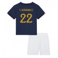Fotbalové Dres Francie Theo Hernandez #22 Dětské Domácí MS 2022 Krátký Rukáv (+ trenýrky)